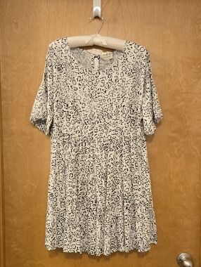 Charlie Paige Cream and Black Leopard Print Mini Dress NWT